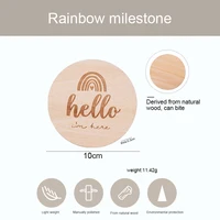 Rainbow Milestone Baby Wooden Cards Newborn Birthday Number Monthly Photography Accessories Birth Anniversary Baby Gifts For Kid 3