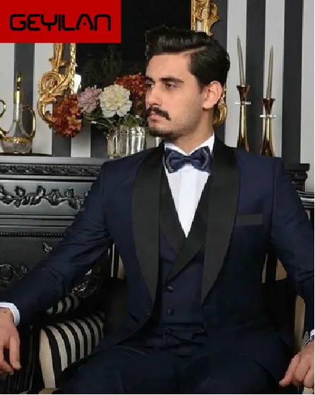 

Custom made Royal style Suits 3 Pieces (Jacket+Vest+Pants) Wedding Suits For Men Slim Fit Wedding Groom Prom Tuxedos