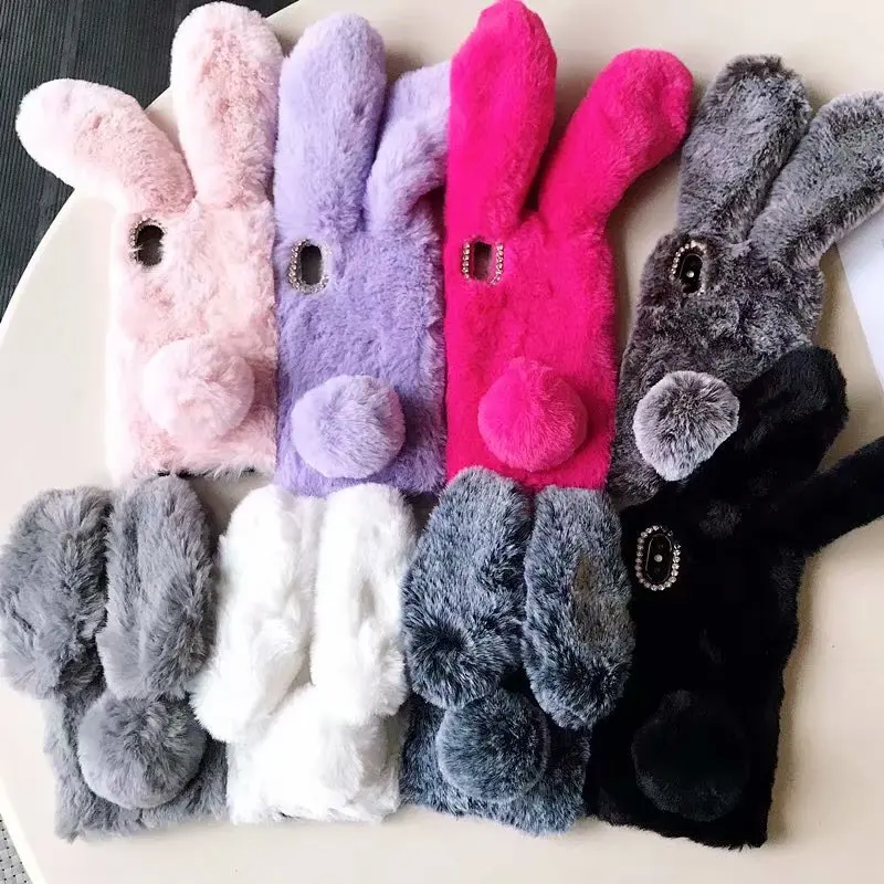 For iphone 13 12 Mini 11 Pro Max 5 5S SE Hairy Cute Rabbit Animal Phone Case iPhone XS MAX XR 6 6S 7 8 Plus Soft Cover | Мобильные