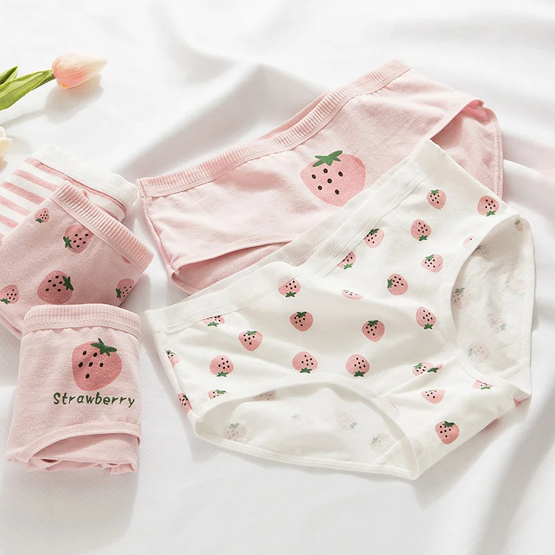 Cotton Panties Strawberry Print Japanese Cute Girl Student Cotton