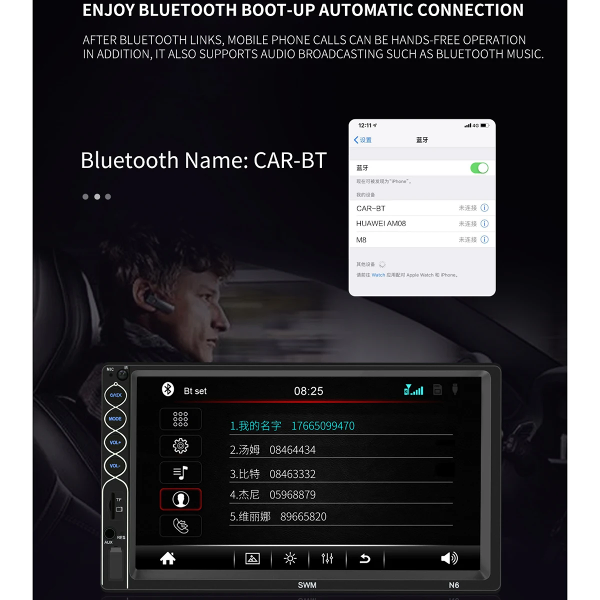 N6 7 дюймов 2 Din HD Автомобильный fm-радио с USB выходным портом Bluetooth MP5 плеер сенсорный экран Аудио Видео плеер с пультом дистанционного управления