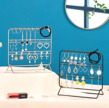 

Necklace Earrings Storage Rack Holder With Hooks Jewelry Organizer Iron Frame Necklace Holder Accessory Home Storage Decor 1PC