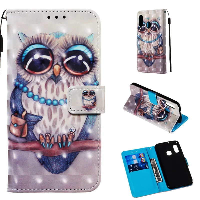 Кожаный чехол для samsung Galaxy Jean2 A20e A10e, откидной Чехол-Кошелек с милым 3D узором, бампер, чехлы Jean 2 SM-A202F/DS SM A202K A102U