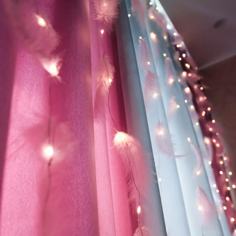 300 Leds Remote Control Background Home Decor Night USB Feather Curtain Battery Operated DIY Metal Light String 8 Mode Romantic