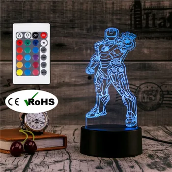 

3D Led Night Light Table Lamp Iron Man Light Led Home Corridor Hotel Party Atmosphere Lights Novety Lighting Creative Gift