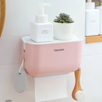 

Toilet Paper Holder Waterproof Wall Mounted Toilet Paper Tray Roll Paper Tube Storage Box Tray Tissue Box Shelf Bathroom Product
