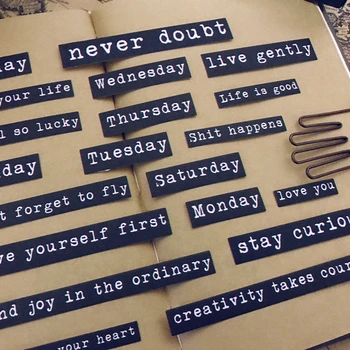 

20Pcs/Pack Retro Vintage Black Words Letters Sticker DIY Craft Scrapbooking Album Junk Journal Planner Decorative Stickers