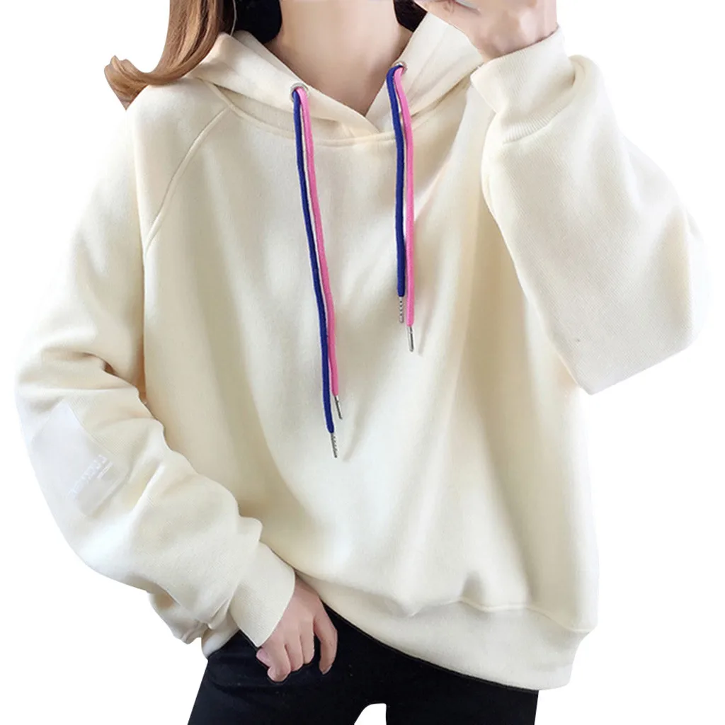 Beige Sagace Одежда Женская Толстовка весна осень модная свободная Лоскутная Толстовка с длинным рукавом бархатный пуловер Топы Толстовка блузка - Цвет: Beige
