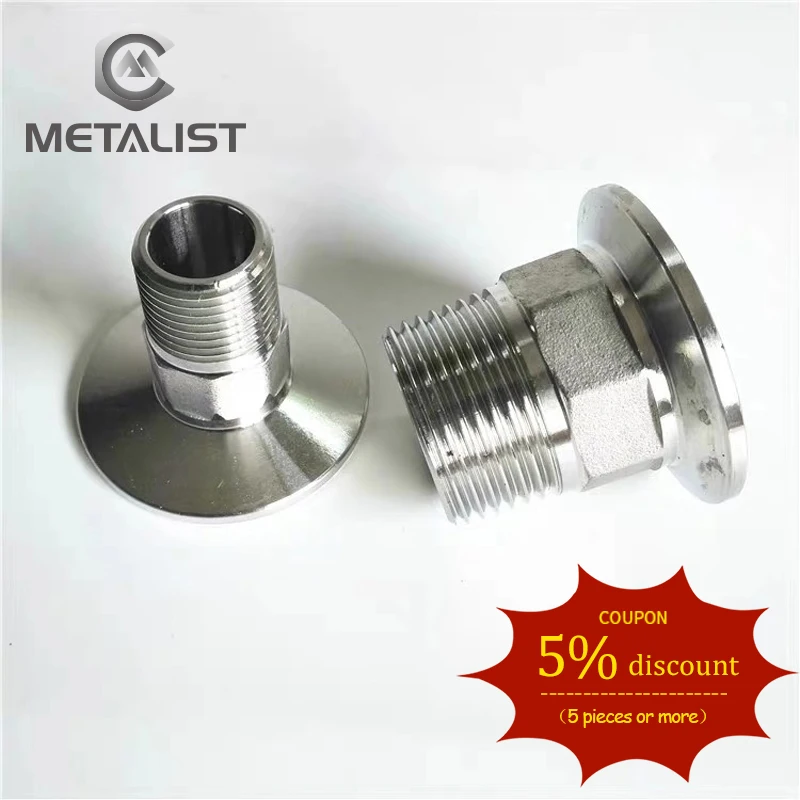 METALIST 3/4“ DN20 Stainless Steel SS304 Sanitary Hexagon Male Threaded Ferrule OD 50.5MM Pipe Fitting fit for 1.5&quot Tri Clamp |