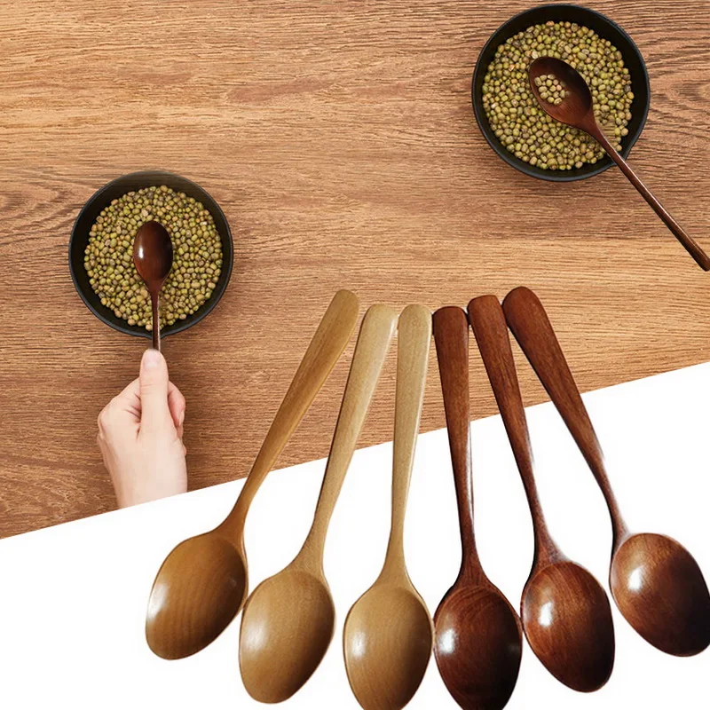 

1/3/6pcs Natural Wooden Soup Spoon With Long Handle Japanese Style Cooking Spoon Kitchen Tools Cooking Eating Mixing Stirring