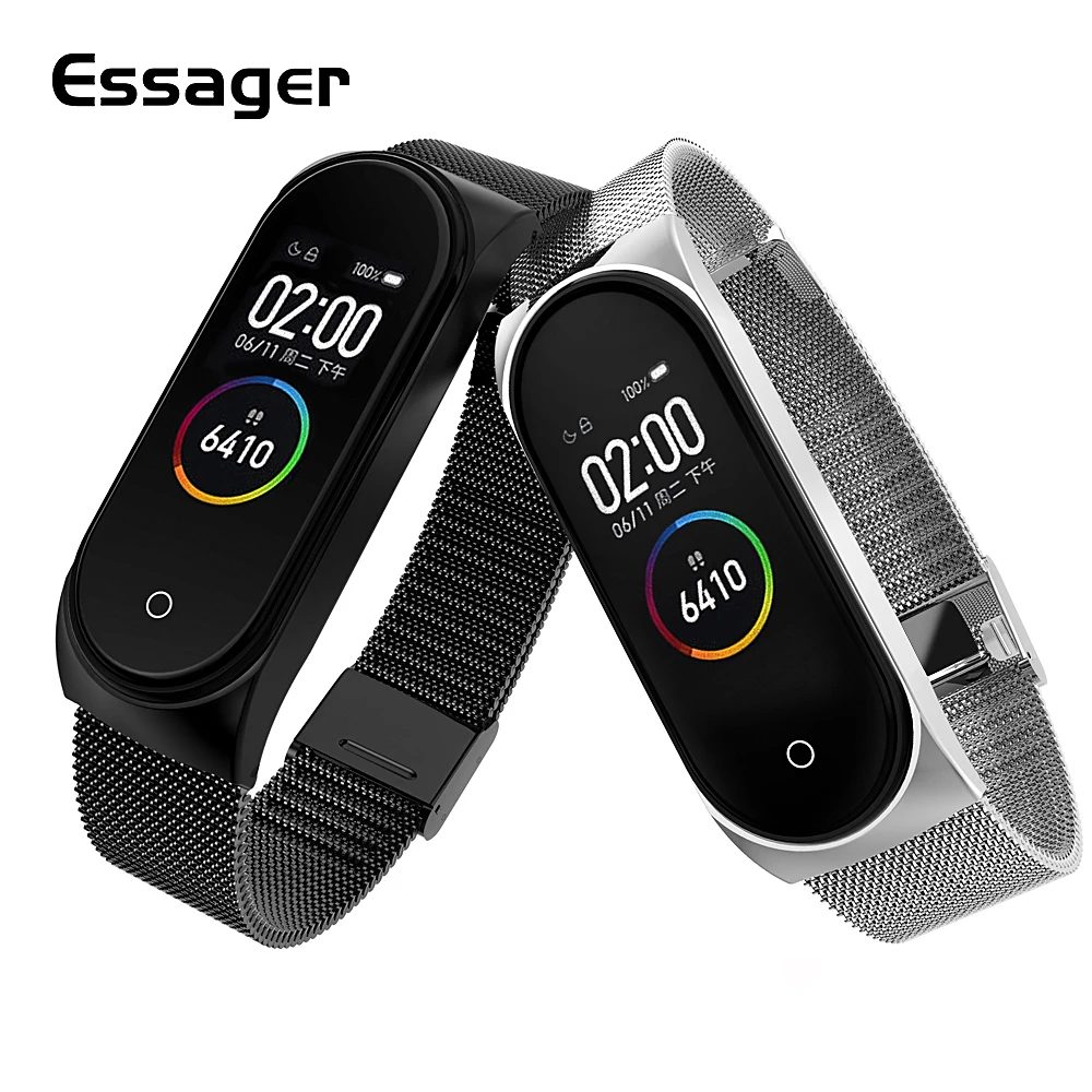 Ремешок Essager для Xiaomi Mi Band 3 4 MiBand металлический браслет из нержавеющей стали Смарт