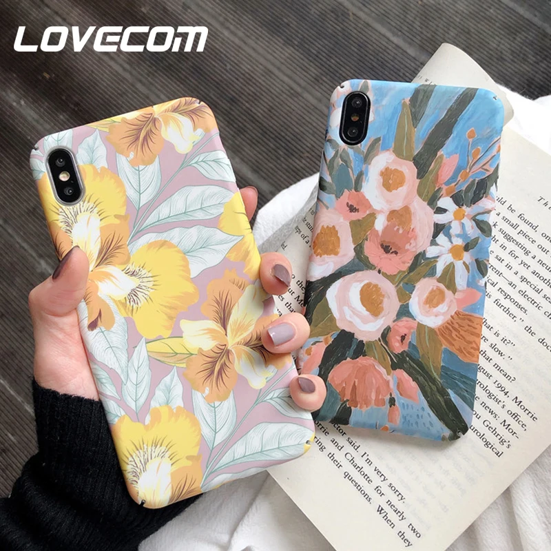 Чехол для телефона LOVECOM в стиле ретро с масляной росписью цветами и листьями iPhone XR