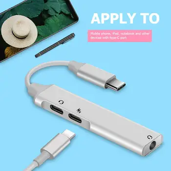 

Type-C Interface Device Converter 3 in 1 3.5mm Audio AUX Earphone Jack USB C PD Charge Aluminum Alloy Electronic Adapter