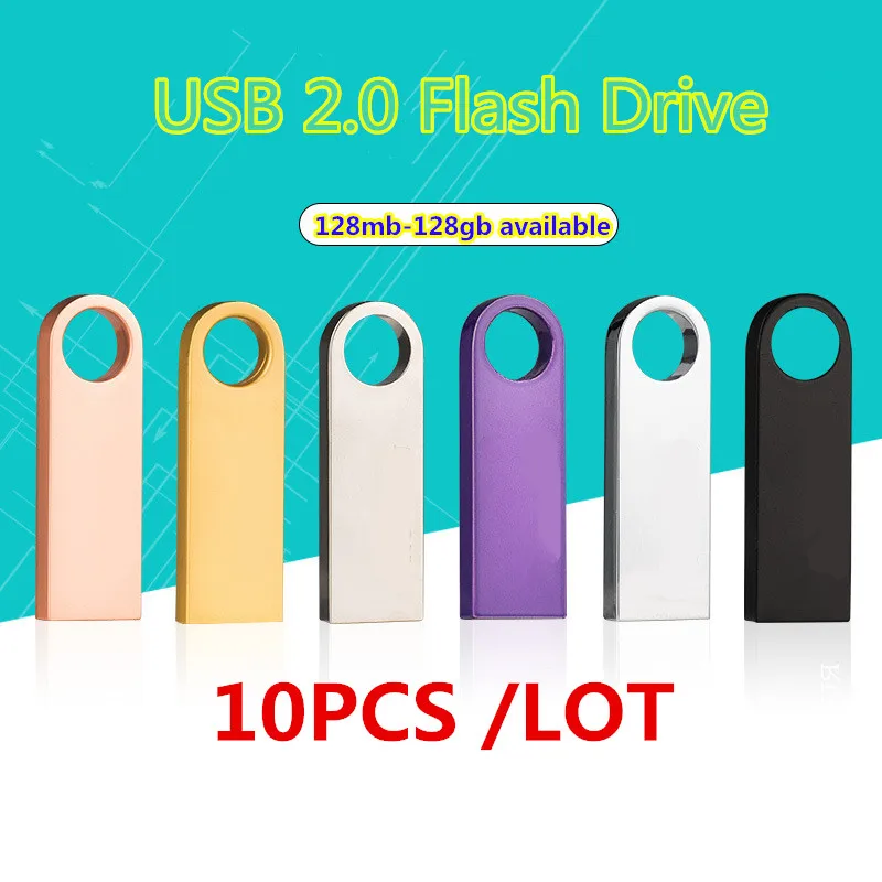 10 шт./лот, 128 Мб, 256 Мб, 512 МБ, 1 ГБ, 2 Гб, металлическая USB флеш-карта, флеш-накопитель USB2.0, u-диск, USB флеш-накопитель, подарок