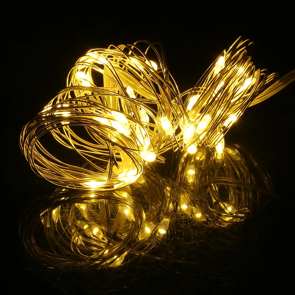 Супер яркий 3 м водонепроницаемый 30 Led Серебряный провод струнный светильник для рождественской свадебной вечеринки декоративная лампа IP66 с кнопкой батареи