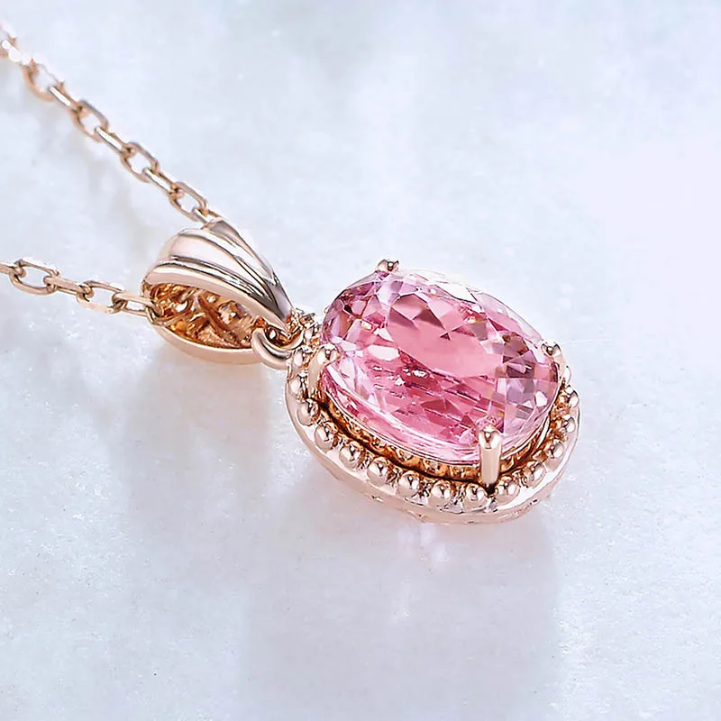 Bague Ringen, серебро 925, ювелирное изделие, овальная форма, розовое ожерелье с подвеской из турмалина, для женщин, розовое золото, милый, для свиданий, с геометрией, Gif