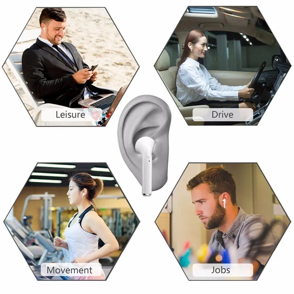Stereo Bluetooth Earphones Mini TWS Wireless Earbuds Noise Cancelling Headsets with Mic for iOS iPhone Android Cell Phone