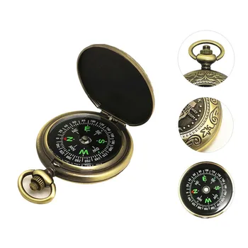 

Vintage Bronze Compass Design Pocket Watch Retro Portable Men Women Climbing Hiking Retro Pocket Watch Compass