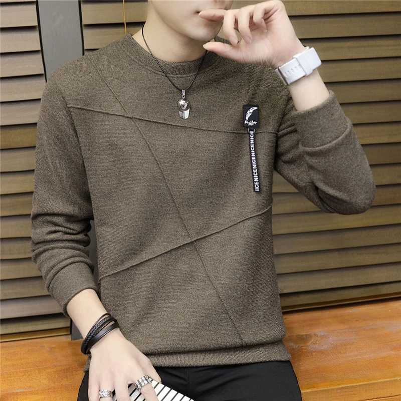 

Special Fashion New Men's Colorblock Patchwork O-Neck Long Sleeve Knit Sweater Top Polyester Spandex Casual Warm Men's Sweater