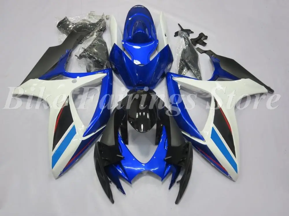 Blue White Cool Лидер продаж, литье под давлением, ABS полный обтекатель, набор, подходит для Suzuki GSX-R600 GSX-R750 K6 2006 2007,, розовый, черный - Цвет: Blue White Cool