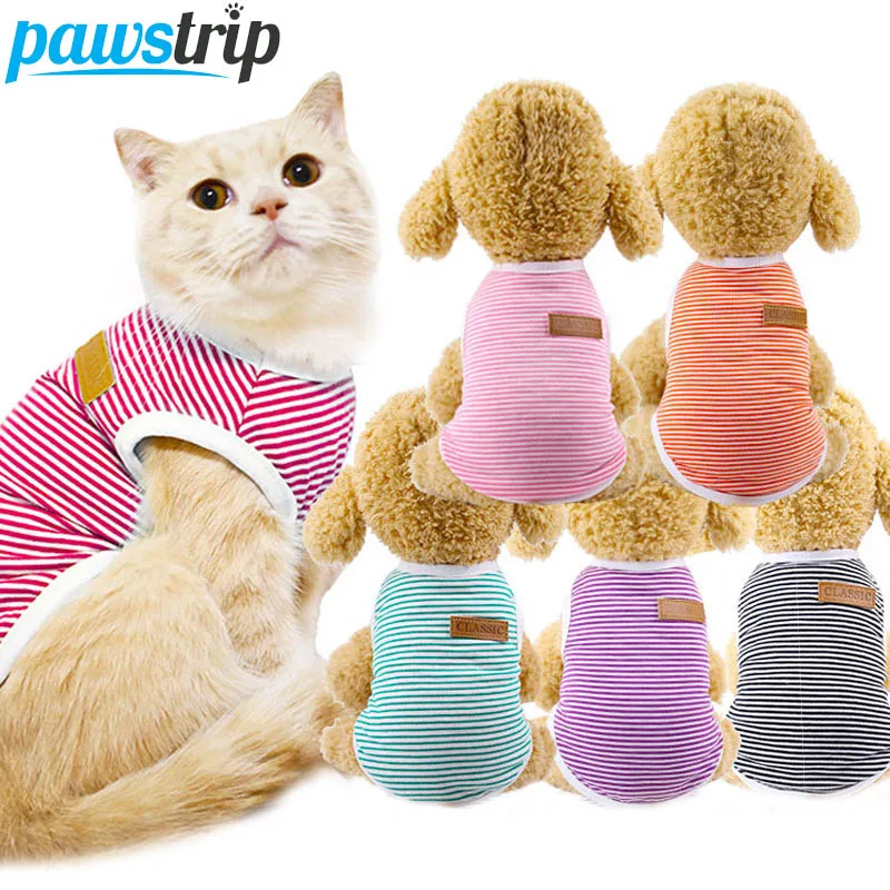 Ropa bonita para chaleco de verano para gato a rayas, chaleco para gato, camisa para perros, camiseta para perros pequeños, ropa para cachorros - AliExpress Hogar y jardín