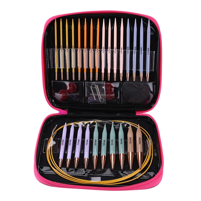 13 Pair Detachable Rope Change Crochet Hook Circular Knitting Needles Set with Case DIY Art Craft Weaving Sewing Stitches Tools 2