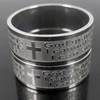 30pcs Etch English Serenity Prayer Cross Jesus Stainless Steel Ring Wholesale Men Religious Jewelry Lots " God grant me..." 2