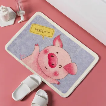 

Cartoon Cute Piglet Kitten Puppy Bath Mat Flocking Anti-Slip Doormat Absorb Water Floor Mat Carpet Kitchen Bedroom Rug