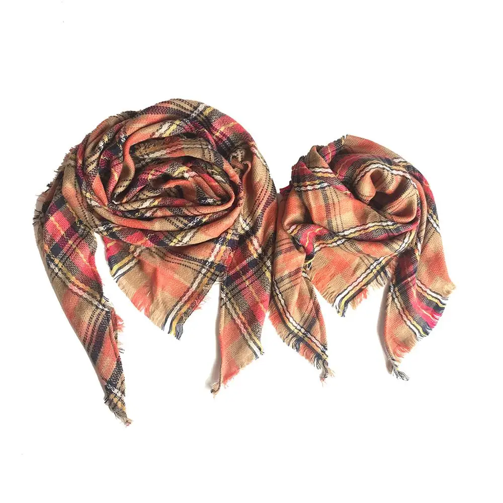 

PatPat Autumn Winter Plaid Cashmere Scarf Variety of Options Matching Triangle Shawl Scarf for Men Women Boy Girl Children