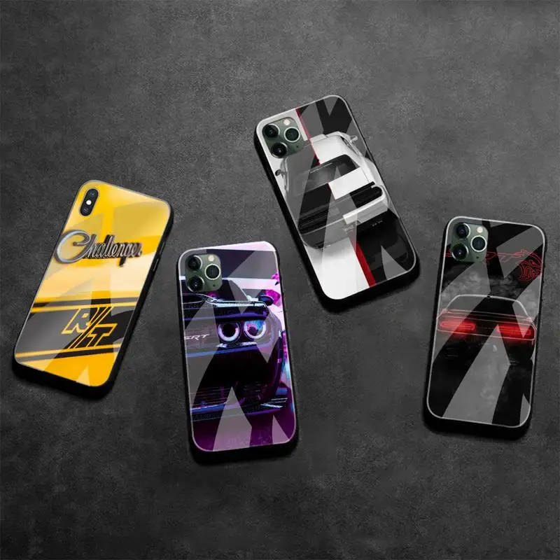 Super Muscle Car Dodge Challenger Phone Case Tempered Glass For iPhone 13 12 Mini 11 Pro XR XS MAX 8 X 7 Plus SE 2020 cover | Мобильные