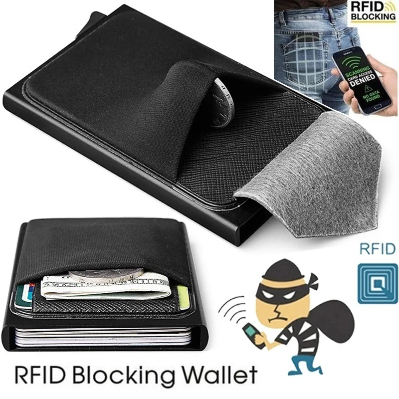 Мужской деловой алюминиевый наличный ID держатель для Карт RFID блокирующий тонкий