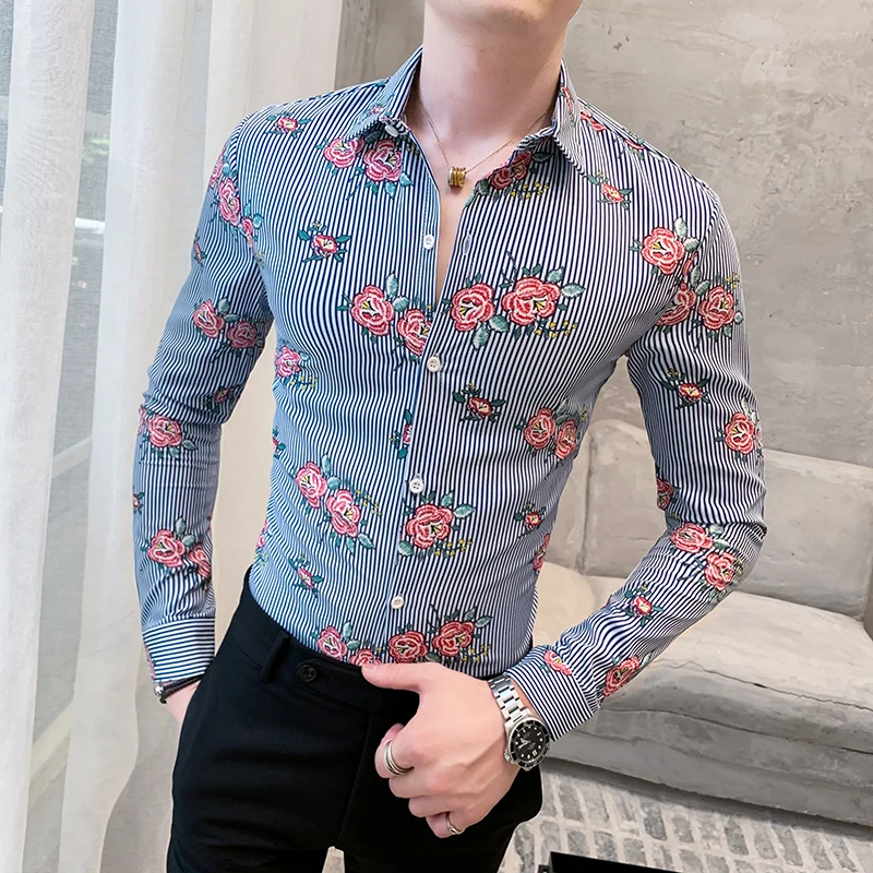 Chemise noøl Homme, французская рубашка, приталенная, с принтом, Camisas Para Homem, повседневные рубашки, мужская рубашка, модная, нарядная, клубная одежда