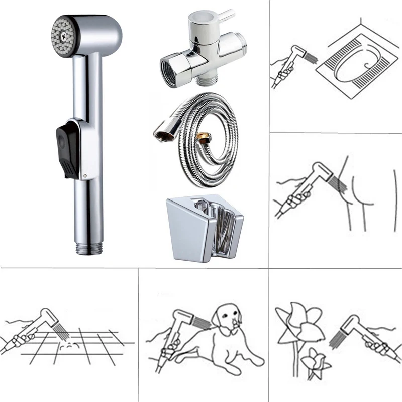 Портативный дорожный распылитель биде для душа, ручная насадка для туалета, распылитель для воды, распылитель для мусульманского душа, водяной пистолет для туалета - Цвет: bidet set13