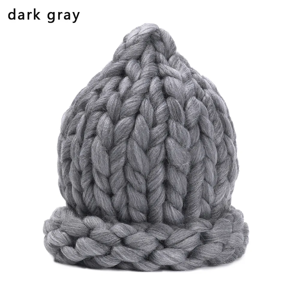 dark grey 1 шт., простая повседневная вязаная шапка для девочек, Новая модная женская теплая акриловая шапка, женские зимние шапки из хлопка и шерсти - Цвет: dark grey