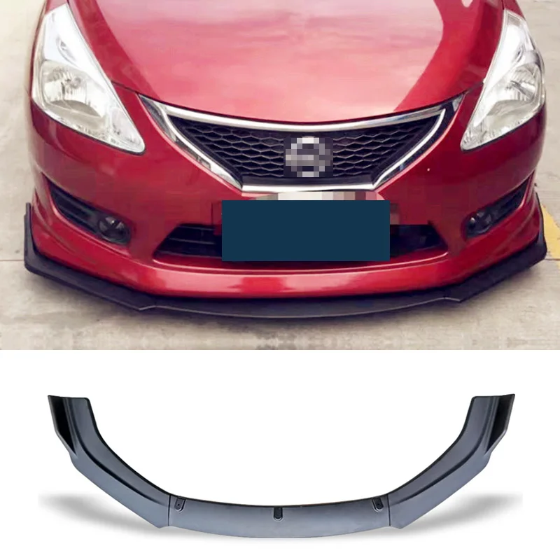 

Front Bumper Spoiler Protector Plate Lip Body Kit Carbon Surface Car Decorative strip Chin Shovels For Honda Tiida 2011-2014