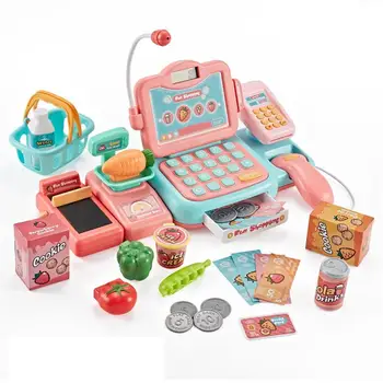 

Kuulee Simulate Cash Register Shape Pretend Play Scan Swiping Card Educational Toy Set for Kids Baby