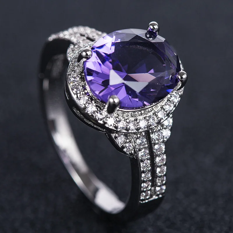 Модное серебряное кольцо Cellacity 925 для женщин, ювелирное изделие с драгоценными камнями овальной формы, рубиновый аметист, аквамарин, женские обручальные кольца