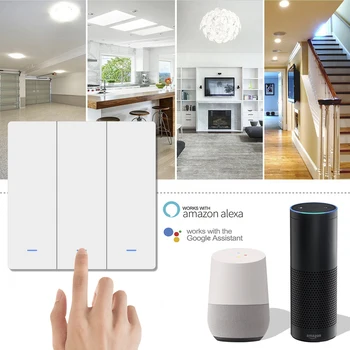 

1 2 3 Gang RF 2 way WiFi smart switch 85v-220v wall Light Switch,EU Standard wireless smart home switch Working Google Amazon