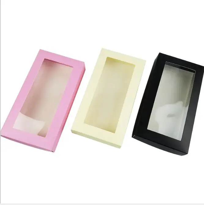 

10PCS Recyclable Paper Box With Clear Window Gift Jewelry Packaging Box Panty Socks Storage Wallet Box