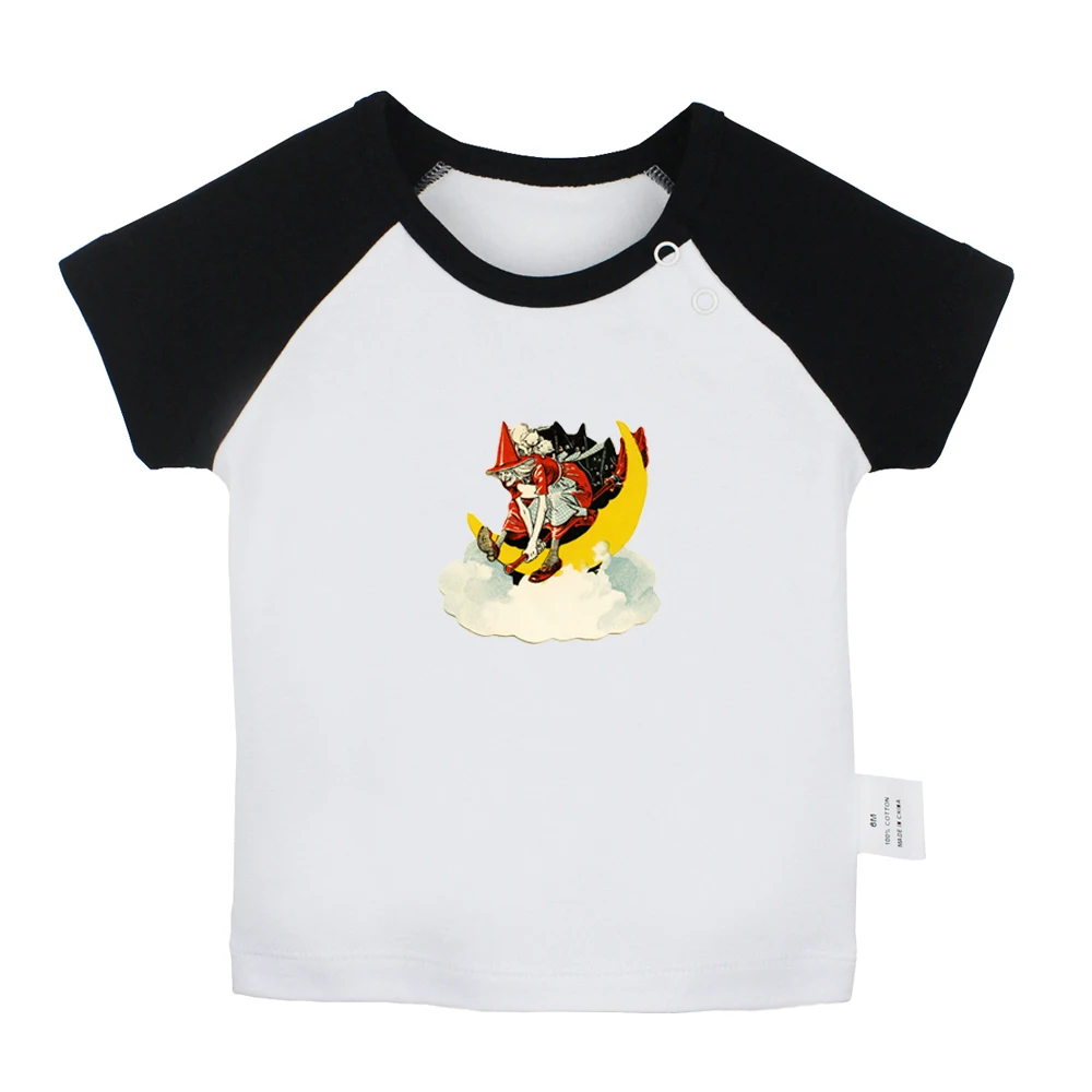 Cartoon Flying Witch halloween Trick Or Treat Pumpkin halloween Castle Newborn Baby T-shirts Toddler Graphic Short sleeve Tee