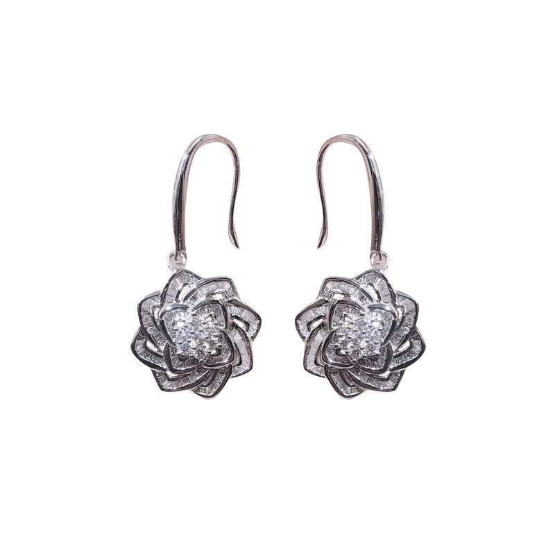 

80 points trapezoidal diamond ear hook, diamond white bright, goddess ornament