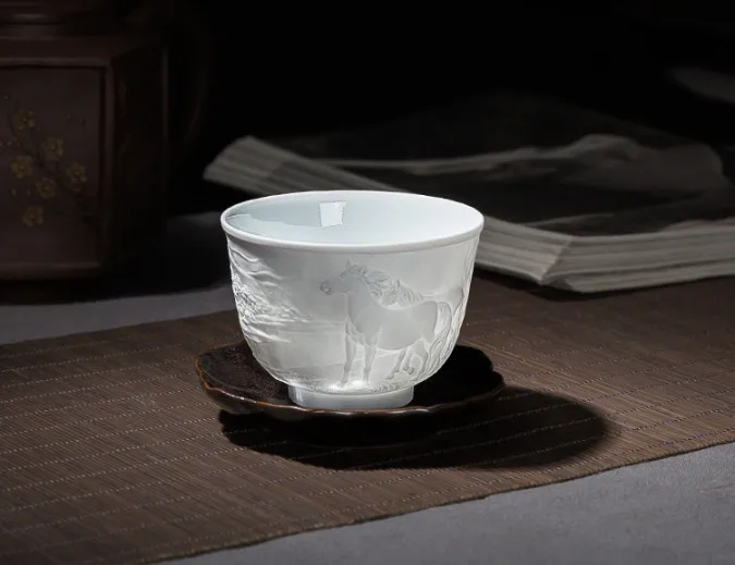 Китайский стиль 12 Благоприятный Зодиак керамические резинки 3D чайная чашка кунг-фу чай пуэр фарфоровая чайная чашка набор чайная церемония подарки 100 мл
