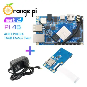 

Orange Pi 4B Set 2: OPI4B+PCIE Expansion Board+Power Supply,4GB DDR4+16GB EMMC RK3399 NPU SPR2801S Development Board