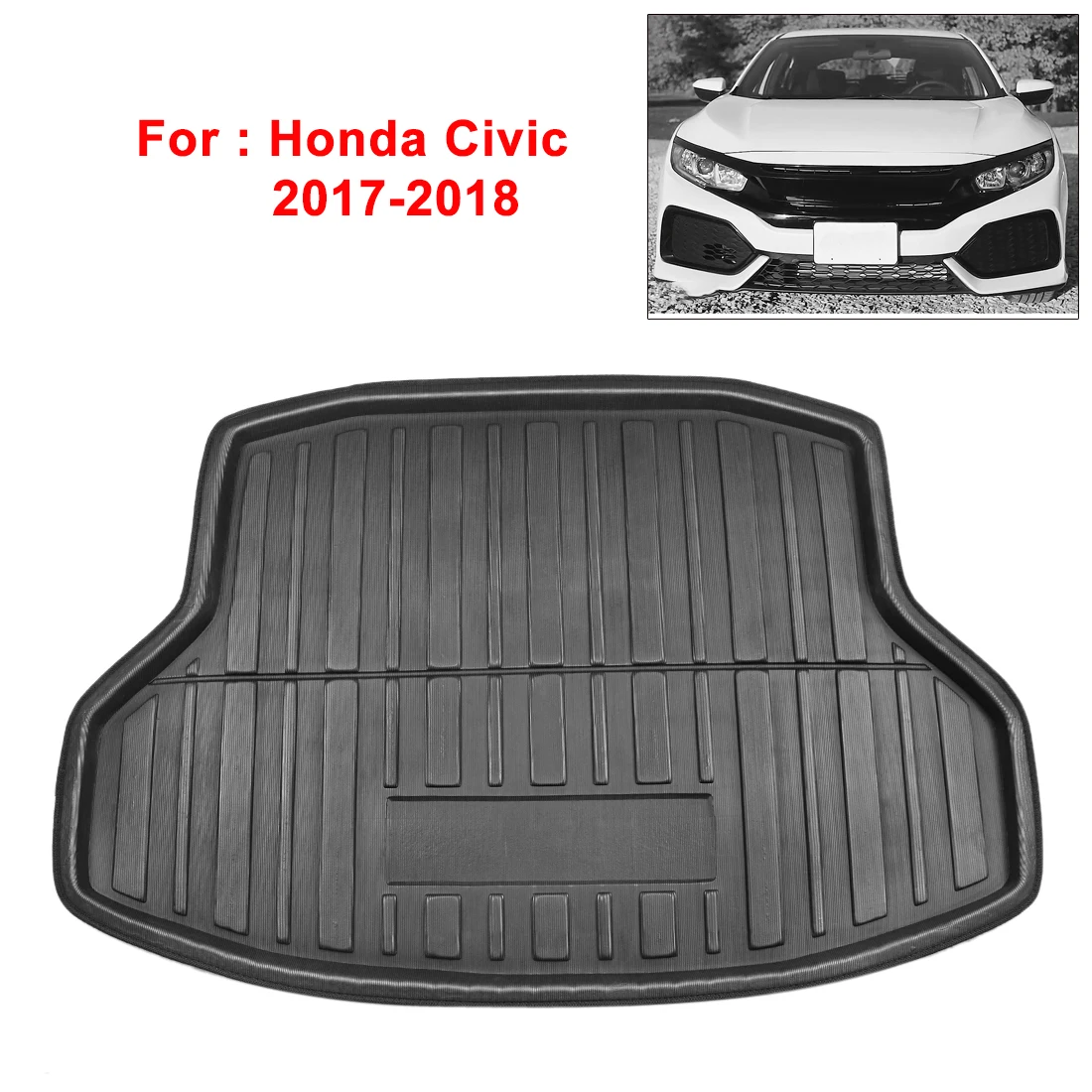 

X Autohaux PE+EVA foam Anti-dirty Black Rear Trunk Boot Liner Cargo Mat Floor Carpet Tray Cover for Honda Civic Sedan 2006-2018