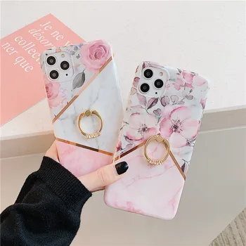 

Oil Flower Painting Phone Case For iphone 11 Pro Max 7 8 plus X XR XS Max Back Cover Luxury Plating Marble Pattern Soft Cases