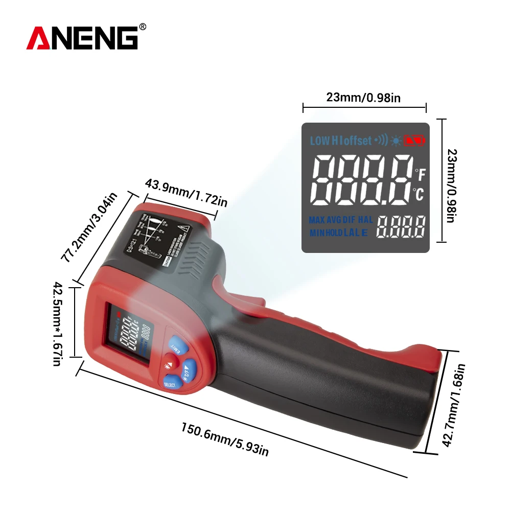 ANENG GM550B+ цифровой инфракрасный термометр, гигрометр, метеостанция, измеритель температуры, измеритель влажности, лазерный термометр