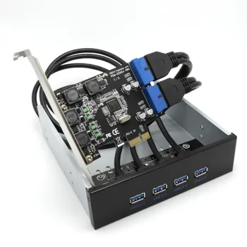 

PCI Express To 4 Ports USB 3.0 Expansion Card Dual 19/20PIN 8A Power Supply Module Adapter