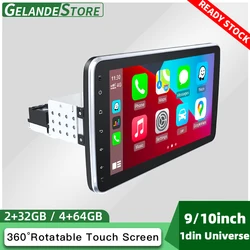 Autoradio rotatif 1din android 10.0, lecteur multimédia, récepteur stéréo, GPS, WiFi, réglable, lecteur vidéo 