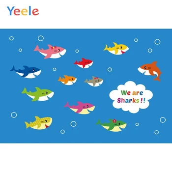 

Yeele Birthday Party Clever Sharks Sea Photography Backgrounds Customized Vinyl Portrait Photographic Backdrops For Photo Studio