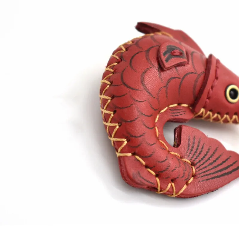 Cute designer Leather fish keychain for crafting women jewelry accessories bag charm gift porte clef femme key rings bulk